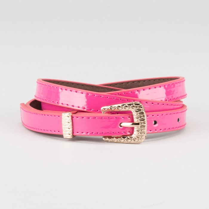 Ремень женский "Алия", пряжка и хомут под золото, 2 строчки, цвет малиновый
