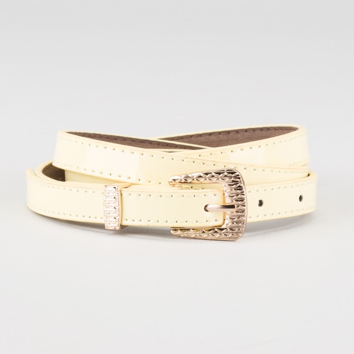 Ремень женский "Алия", пряжка и хомут под золото, 2 строчки, цвет жёлтый