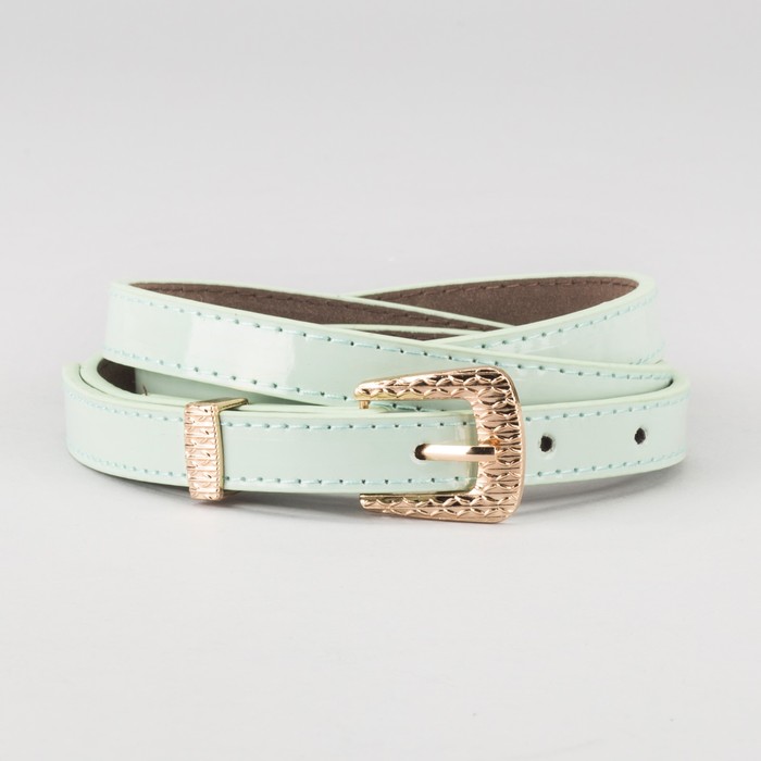 Ремень женский "Алия", пряжка и хомут под золото, 2 строчки, цвет мятный