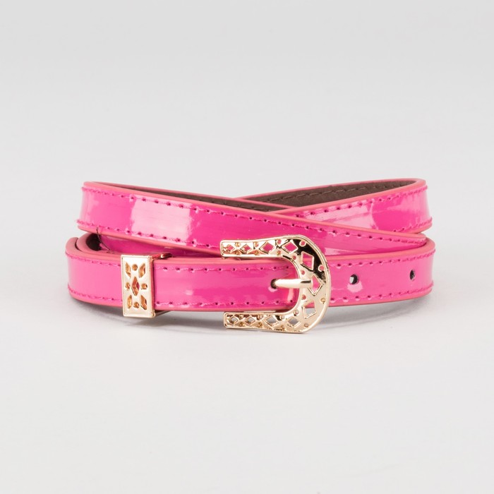 Ремень женский "Аманда", пряжка и хомут под золото, 2 строчки, цвет малиновый
