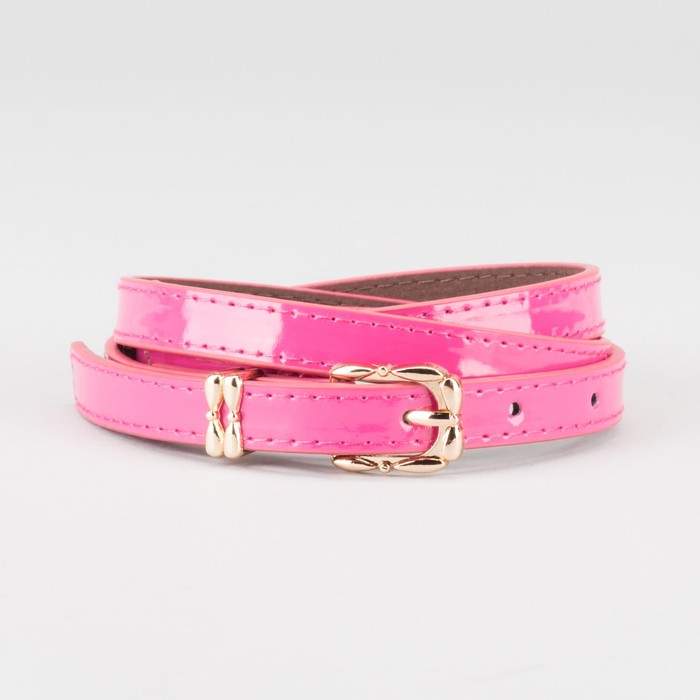 Ремень женский "Сара", пряжка и хомут под золото, 2 строчки,цвет малиновый