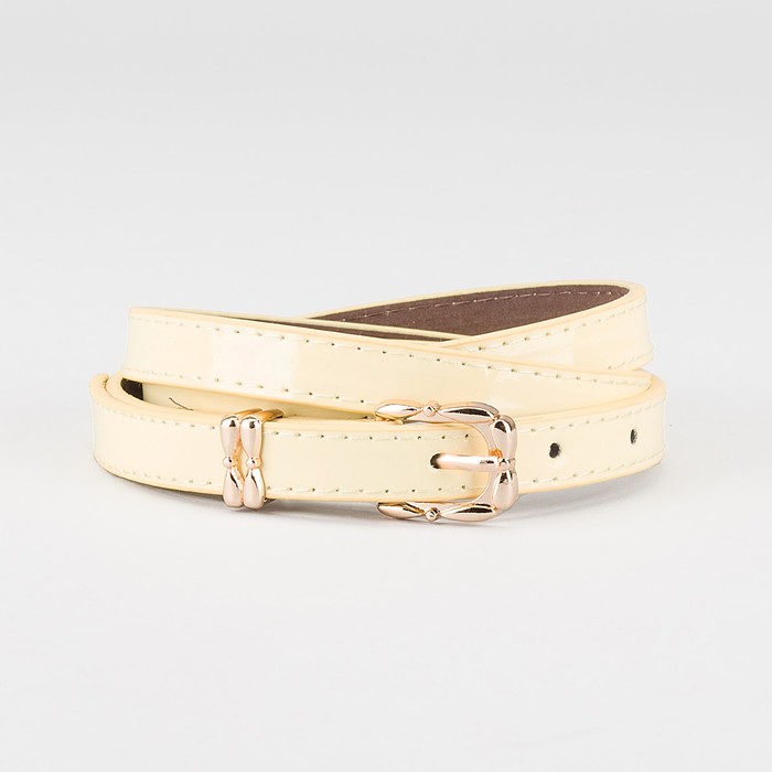 Ремень женский "Сара", пряжка и хомут под золото, 2 строчки,цвет жёлтый