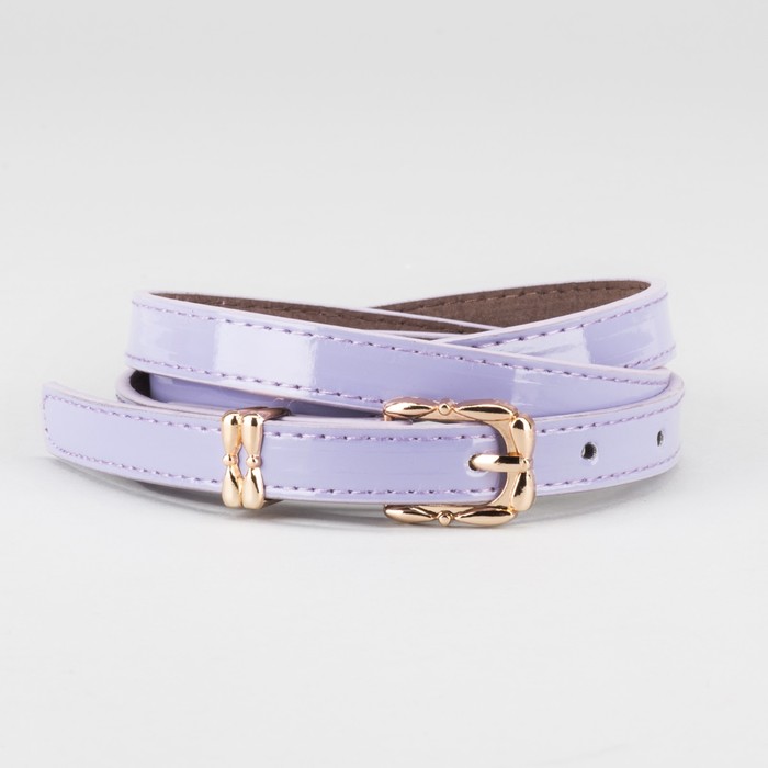 Ремень женский "Сара", пряжка и хомут под золото, 2 строчки,цвет сиреневый