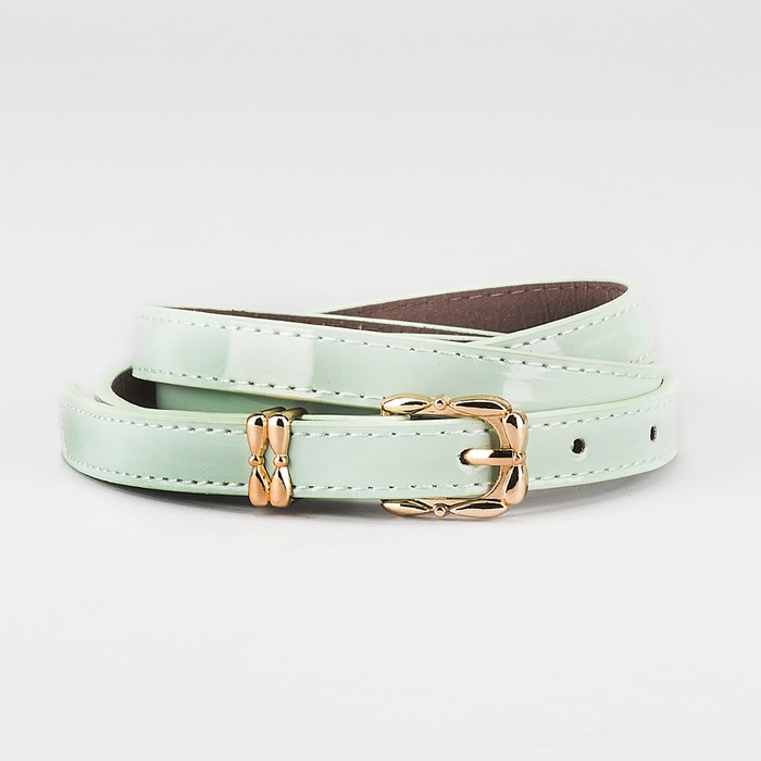 Ремень женский "Сара", пряжка и хомут под золото, 2 строчки,цвет мятный