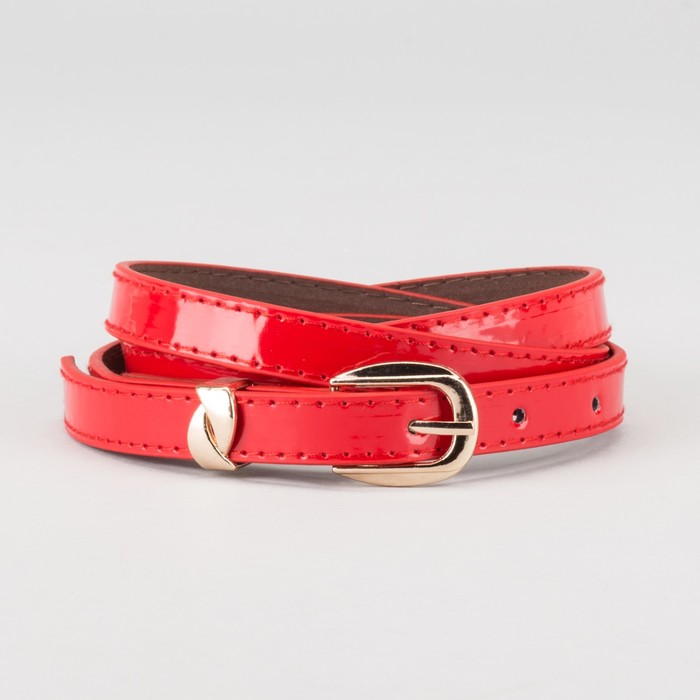Ремень женский "Саммер", пряжка и хомут под золото, 2 строчки, цвет красный