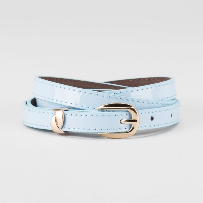 Ремень женский "Саммер", пряжка и хомут под золото, 2 строчки, цвет голубой