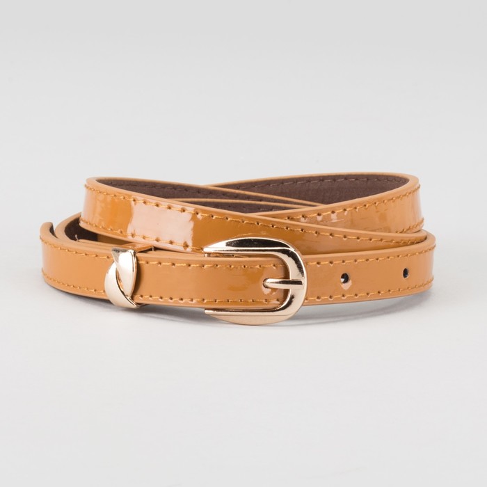 Ремень женский "Саммер", пряжка и хомут под золото, 2 строчки, цвет коричневый