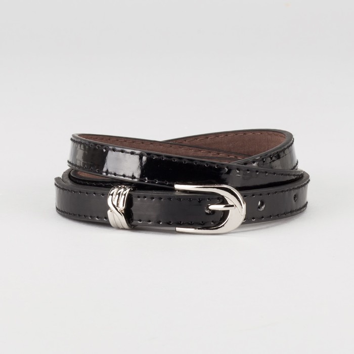 Ремень женский "Алиса", пряжка и хомут под металл, 2 строчки, цвет чёрный