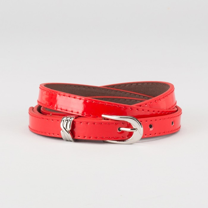 Ремень женский "Алиса", пряжка и хомут под металл, 2 строчки, цвет красный