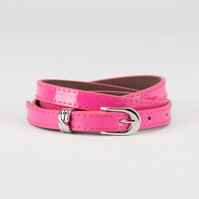 Ремень женский, ширина - 1,4 см, пряжка металл, 2 строчки, цвет малиновый