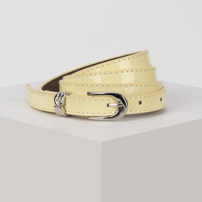 Ремень женский "Алиса", пряжка и хомут под металл, 2 строчки, цвет жёлтый