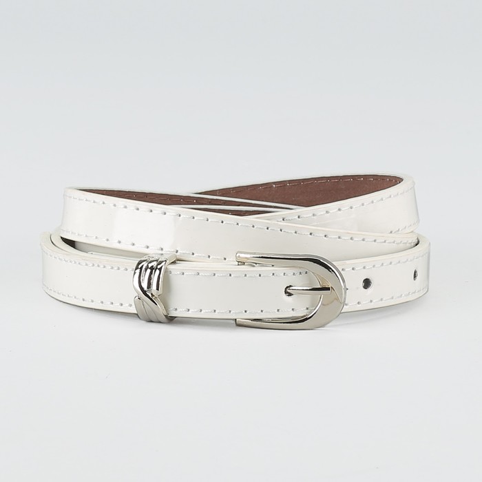Ремень женский "Алиса", пряжка и хомут под металл, 2 строчки, цвет белый