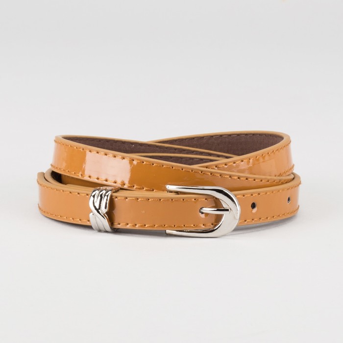 Ремень женский "Алиса", пряжка и хомут под металл, 2 строчки, цвет коричневый