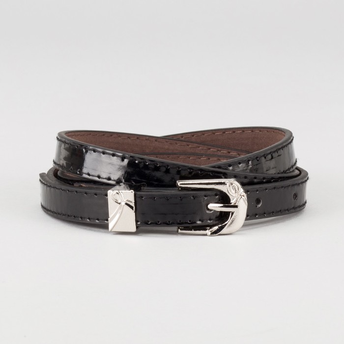 Ремень женский "Вера", пряжка и хомут под металл, 2 строчки, цвет чёрный