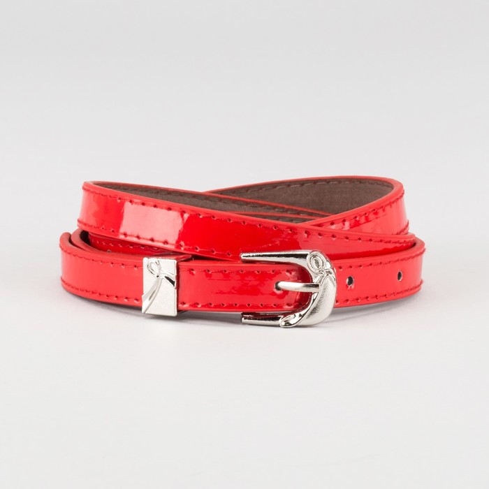 Ремень женский "Вера", пряжка и хомут под металл, 2 строчки, цвет красный