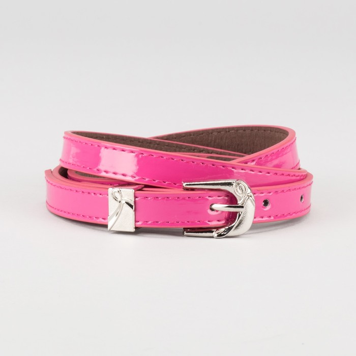 Ремень женский "Вера", пряжка и хомут под металл, 2 строчки, цвет малиновый