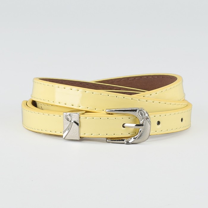 Ремень женский "Вера", пряжка и хомут под металл, 2 строчки, цвет жёлтый