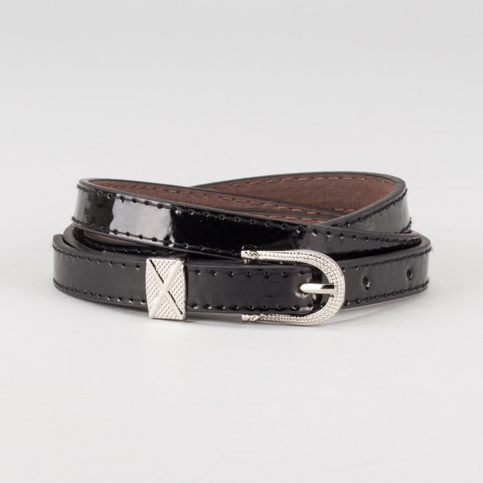 Ремень женский "Амелия", пряжка и хомут под металл, 2 строчки, цвет чёрный