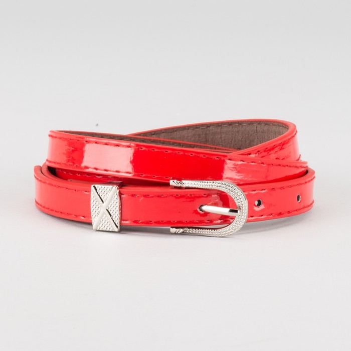 Ремень женский "Амелия", пряжка и хомут под металл, 2 строчки, цвет красный