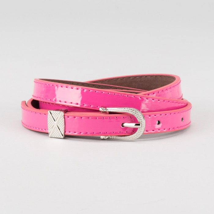 Ремень женский "Амелия", пряжка и хомут под металл, 2 строчки, цвет малиновый