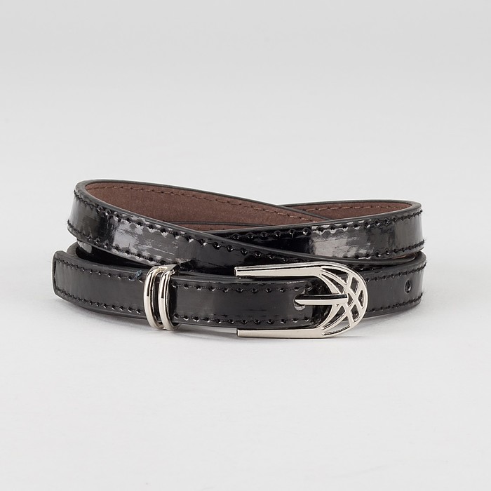 Ремень женский "Муза", пряжка и хомут под металл, 2 строчки, цвет чёрный