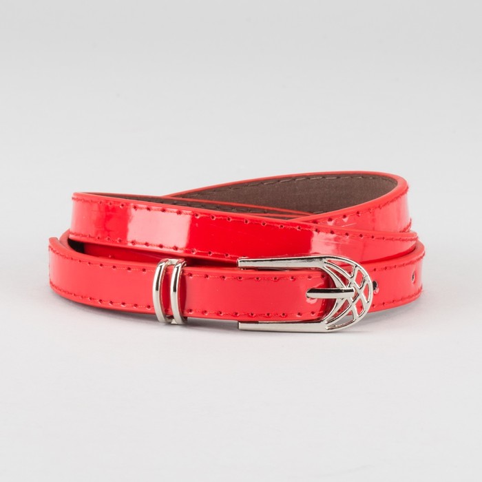 Ремень женский "Муза", пряжка и хомут под металл, 2 строчки, цвет красный
