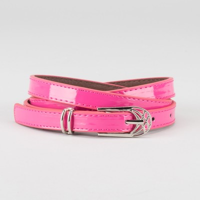 Ремень женский, ширина - 1,4 см, пряжка металл, 2 строчки, цвет малиновый