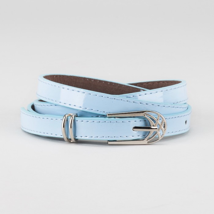 Ремень женский "Муза", пряжка и хомут под металл, 2 строчки, цвет голубой