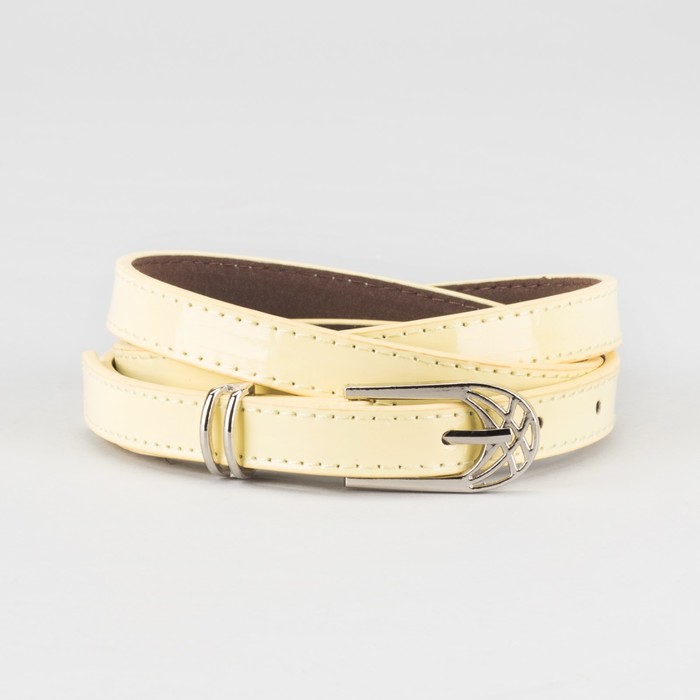Ремень женский "Муза", пряжка и хомут под металл, 2 строчки, цвет жёлтый