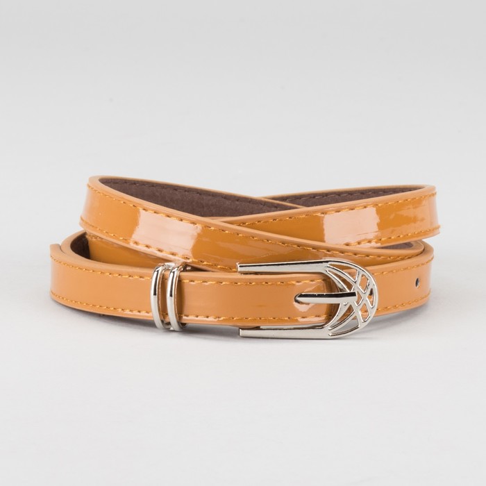 Ремень женский "Муза", пряжка и хомут под металл, 2 строчки, цвет коричневый