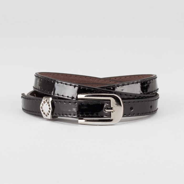 Ремень женский "Глория", пряжка и хомут под металл, 2 строчки, цвет чёрный