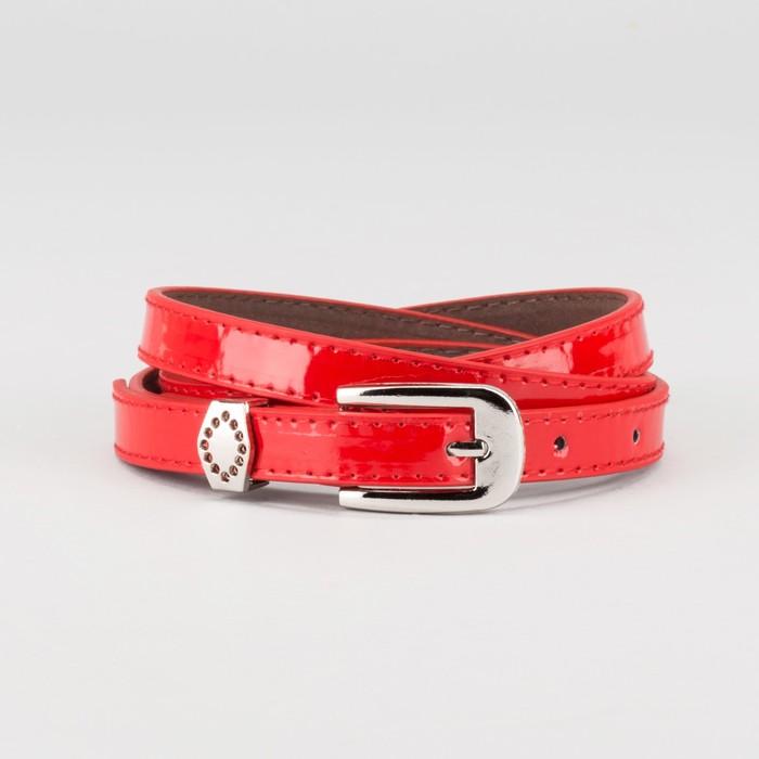 Ремень женский "Глория", пряжка и хомут под металл, 2 строчки, цвет красный
