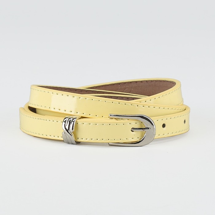 Ремень женский "Глория", пряжка и хомут под металл, 2 строчки, цвет жёлтый
