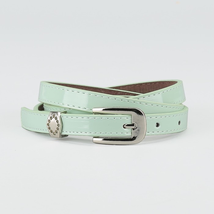 Ремень женский "Глория", пряжка и хомут под металл, 2 строчки, цвет мятный