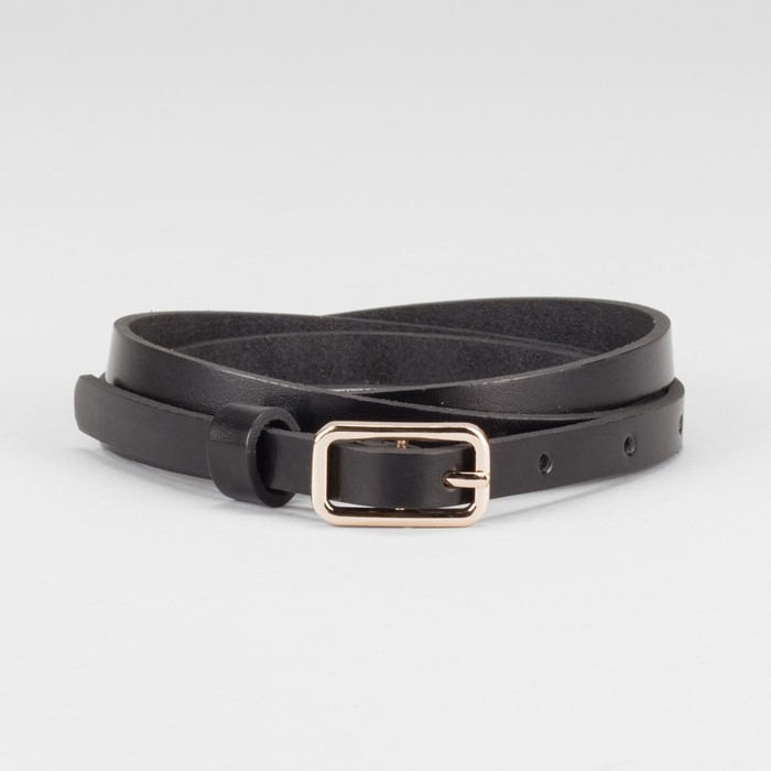 Ремень женский "Энни", гладкий, винт, пряжка под золото, цвет чёрный