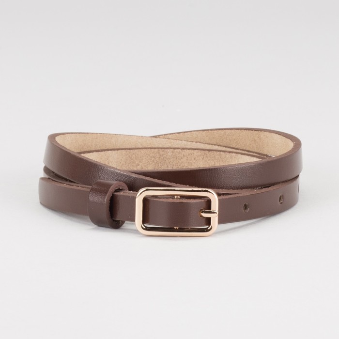 Ремень женский "Энни", гладкий, винт, пряжка под золото, цвет кофе