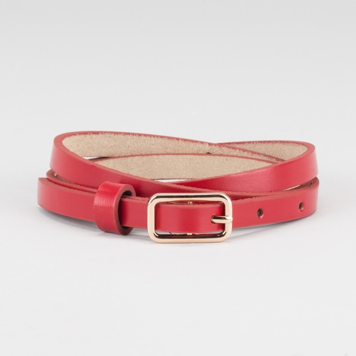 Ремень женский "Энни", гладкий, винт, пряжка под золото, цвет красный