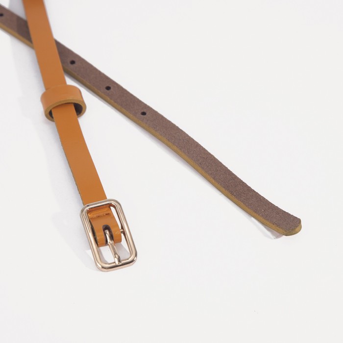 Ремень женский "Энни", гладкий, винт, пряжка под золото, цвет рыжий