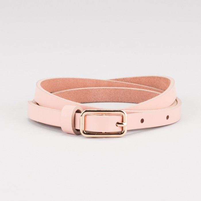 Ремень женский "Энни", гладкий, винт, пряжка под золото, цвет розовый