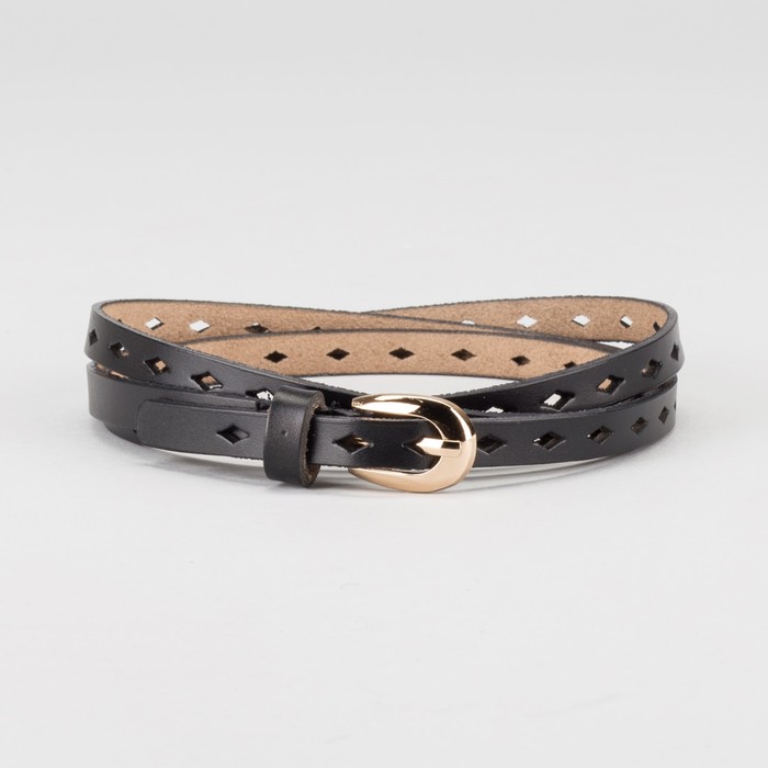 Ремень женский "Белла", гладкий, пряжка под золото, цвет чёрный