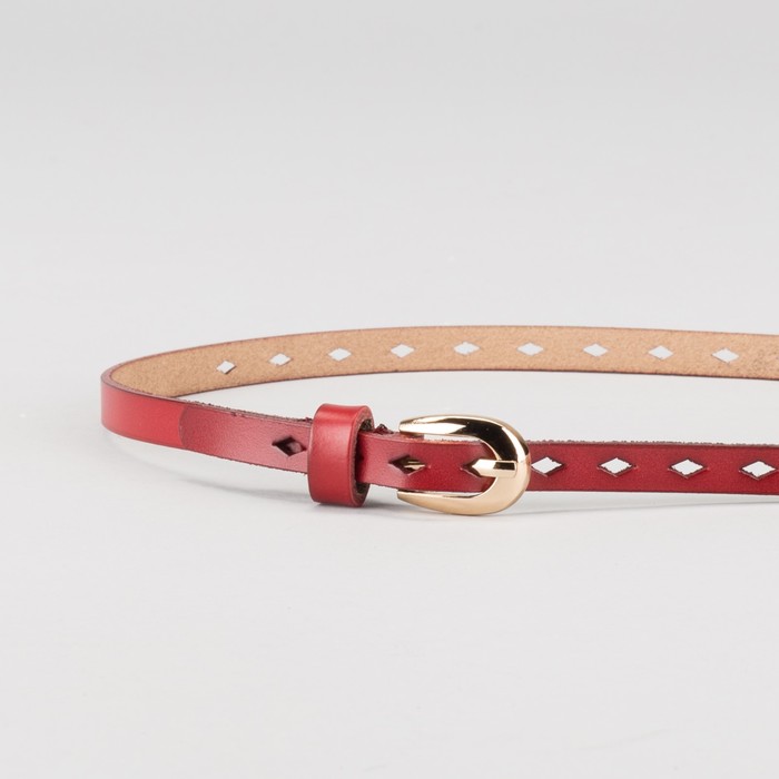 Ремень женский "Белла", гладкий, пряжка под золото, цвет красный