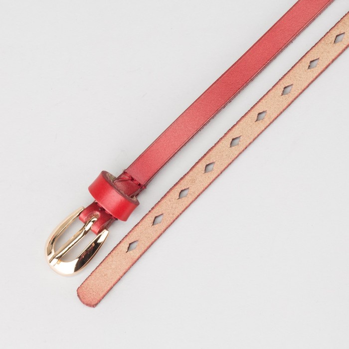 Ремень женский "Белла", гладкий, пряжка под золото, цвет красный