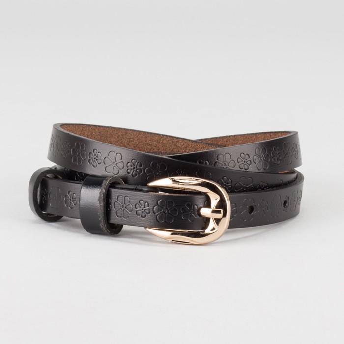 Ремень женский "Лора", винт, пряжка под золото, цвет чёрный