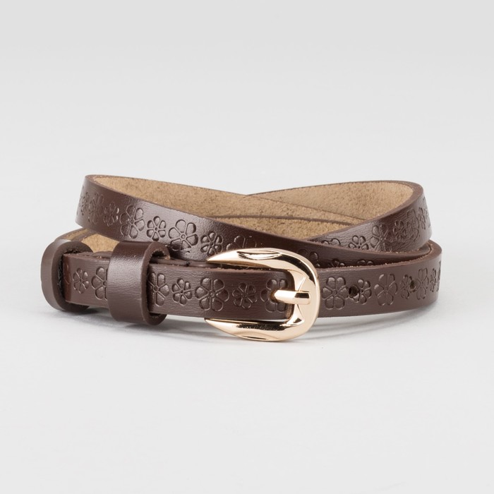 Ремень женский "Лора", винт, пряжка под золото, цвет кофе