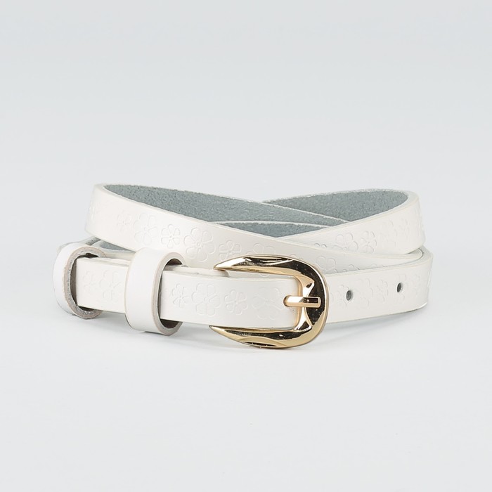 Ремень женский "Лора", винт, пряжка под золото, цвет белый