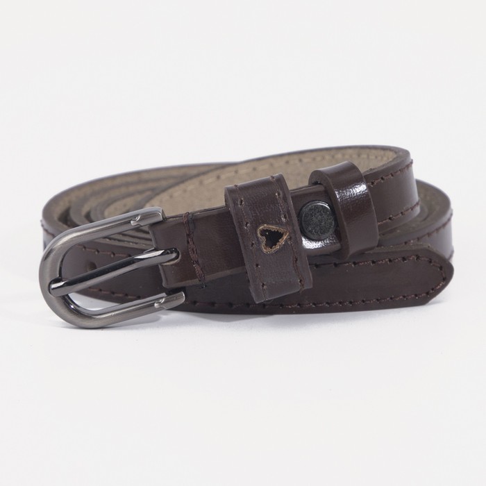 Ремень женский "Хани", винт, 2 строчки, пряжка тёмный металл, цвет кофе