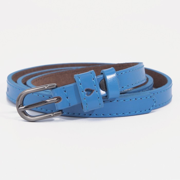 Ремень женский "Хани", винт, 2 строчки, пряжка тёмный металл, цвет синий