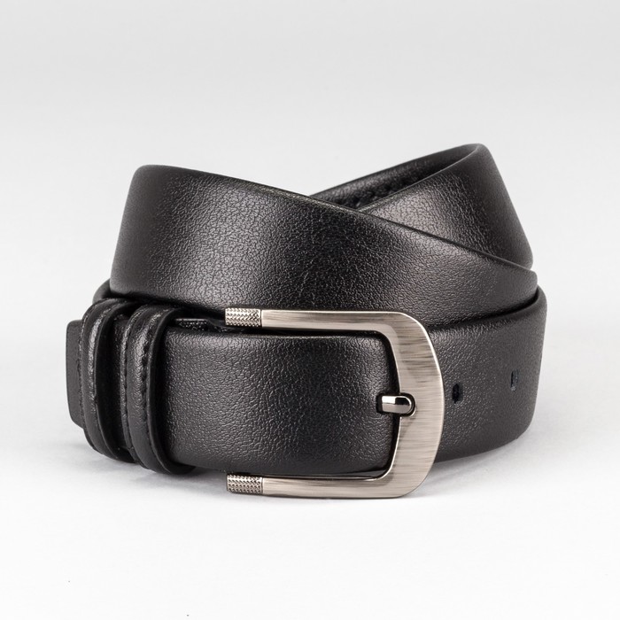 Ремень мужской "Стив", винт, пряжка тёмный металл, цвет чёрный