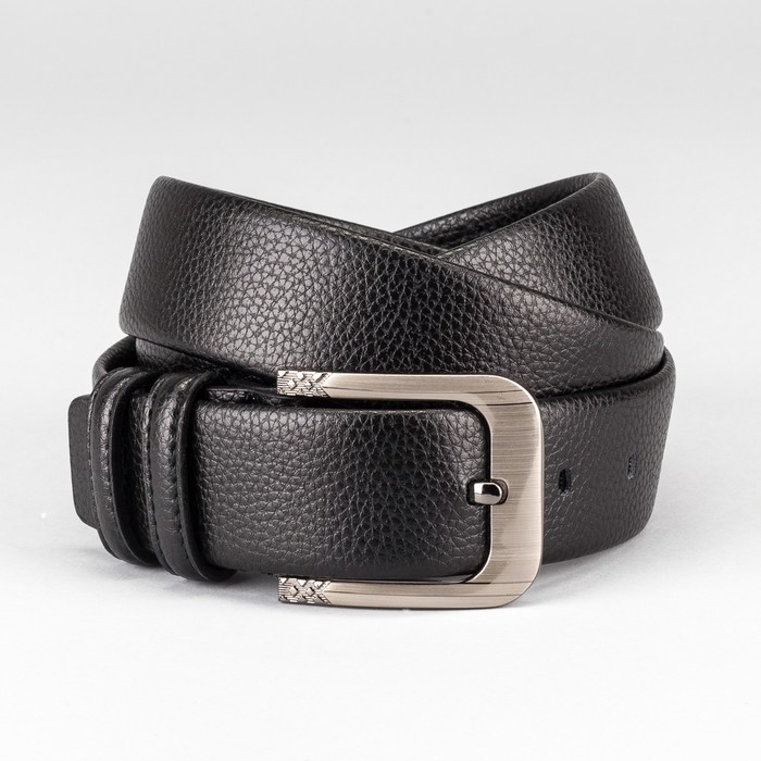 Ремень мужской "Стив", винт, пряжка тёмный металл, цвет чёрный