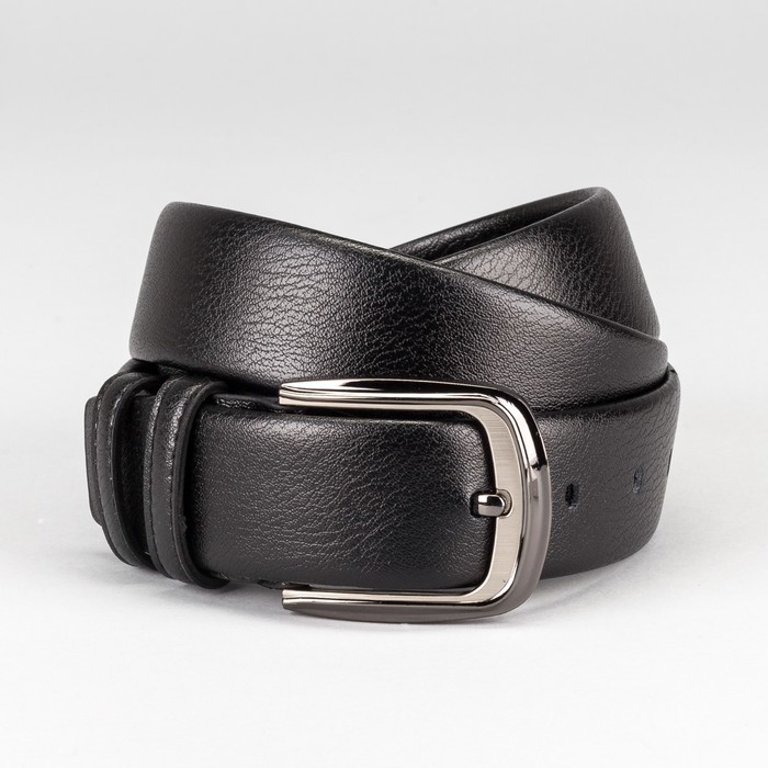 Ремень мужской "Тор", винт, пряжка тёмный металл, цвет чёрный